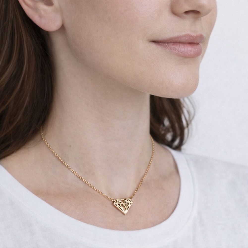 Elegant Gold Diamond-Shaped Necklace